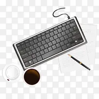 卡通黑色电脑键盘咖啡