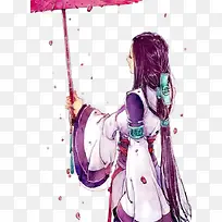 女人撑伞素材