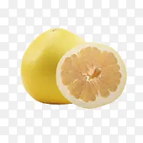 切开的黄色柚子横切面