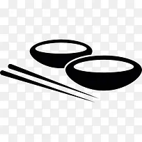 两个碗和筷子图标