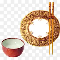 一套餐具碟子碗和筷子