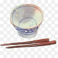 碗和筷子手绘画素材图片