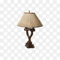 中式复古百褶灯罩木质底座台灯