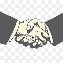 手绘插画商务人物两人握手