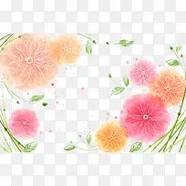 手绘水彩花卉边框装饰