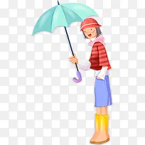 打雨伞的小女孩
