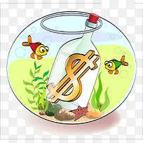 卡通鱼缸金鱼素材