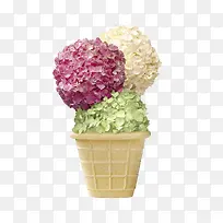 三色手工冰淇淋球