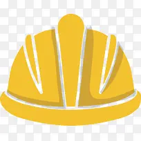 黄色安全帽手绘劳动工具标贴矢量