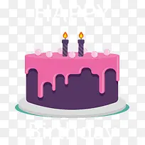粉紫色生日快乐蛋糕