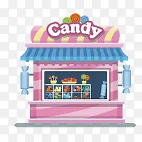 矢量卡通粉色candy商店