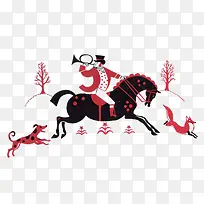 卡通骑马