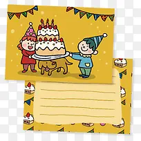 小朋友和生日蛋糕卡片