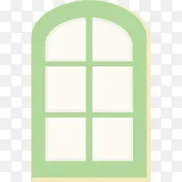 绿色矢量卡通窗户素材图