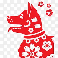 狗年剪纸中国风红色