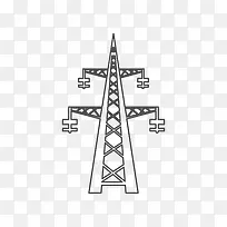 手绘黑色几何线条供电高压电线塔