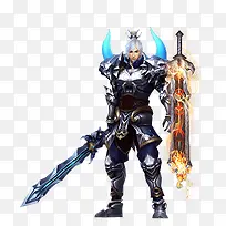 缠绕火焰的巨剑士手绘游戏