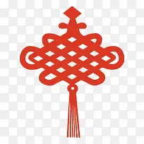 红色剪纸中国结元素