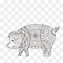 绘画花纹猪