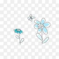 蓝色简约花卉