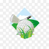 高尔夫球杆和高尔夫球插画
