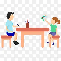 幼儿园儿童画画插画