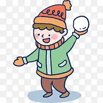 用力投掷雪球的男孩