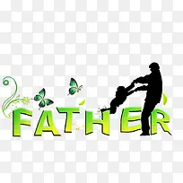 矢量father绿色文字