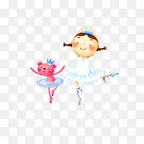 卡通跳舞的小女孩素材PNG