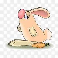 粉色兔子斜眼看胡萝卜