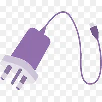紫色手绘充电插头