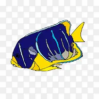 矢量深蓝黄色观赏鱼素材