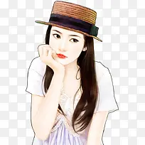 戴帽子的少女