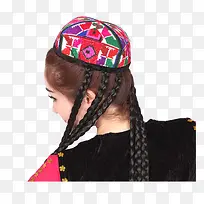 戴花帽的维吾尔族少女