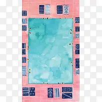 手绘蓝色游泳池粉色地砖