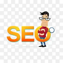 卡通商务Seo搜索字母装饰矢量图
