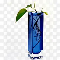 蓝色玻璃花瓶盆栽免扣素材