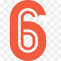 浅红色数字6