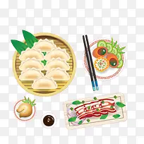 卡通一桌美食免抠图