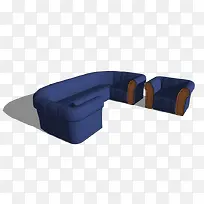蓝色沙发椅子模型