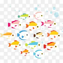 彩色卡通海洋鱼群