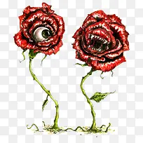 长着眼睛和嘴巴的玫瑰花