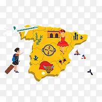 西班牙游客地图卡通版