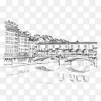 城市建筑线描图