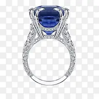 大蓝宝石钻石戒指