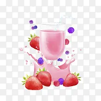 手绘草莓果汁图