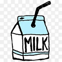 卡通简笔画牛奶盒