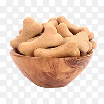 棕色可爱动物的食物骨头碗里的狗