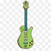 卡通绿色玩具吉他