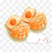 卡通手绘蛋黄月饼
